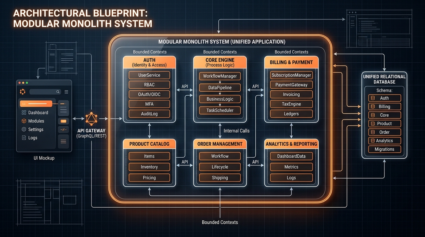 Modular Monolith architecture blueprint for the Core MVP stage